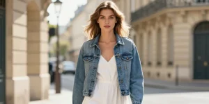 veste en jean bleu clair